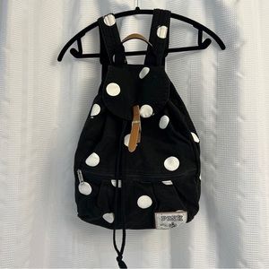 Victoria's Secret PINK Logo Black/ white polka dots School Campus Backpa…